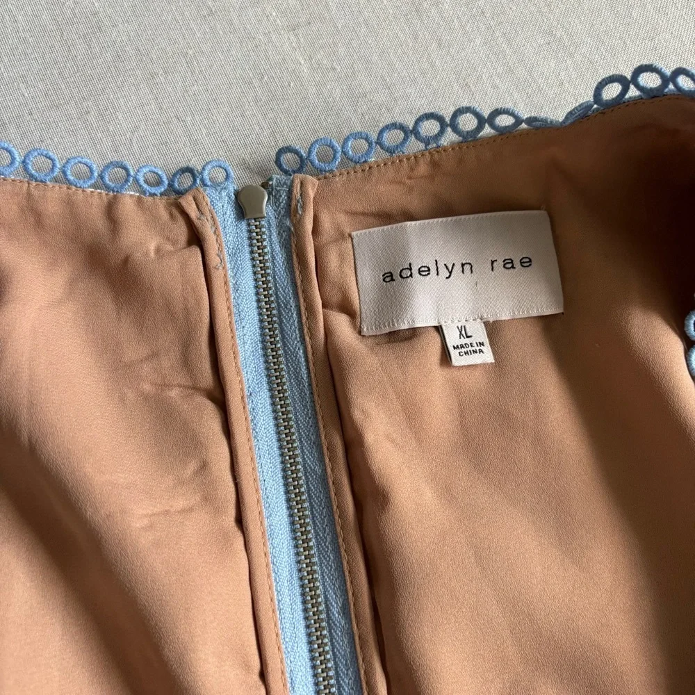 Adelyn Rae Blue Floral Lace Mini Dress XL | Puff Sleeve Cocktail Dress - Picture 3 of 10